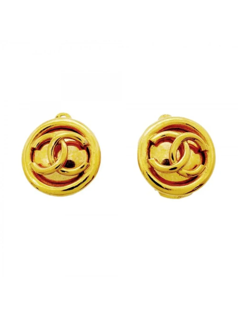 Chanel Earrings Vintage CC Logo Round